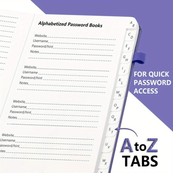 Password Book With Alphabetical Tabs. Hardcover Password Keeper Notebooks For Seniors, Internet Password Logbook Journal, Address Organizer For Computer & Website Logins, Pocket Size - Image 4