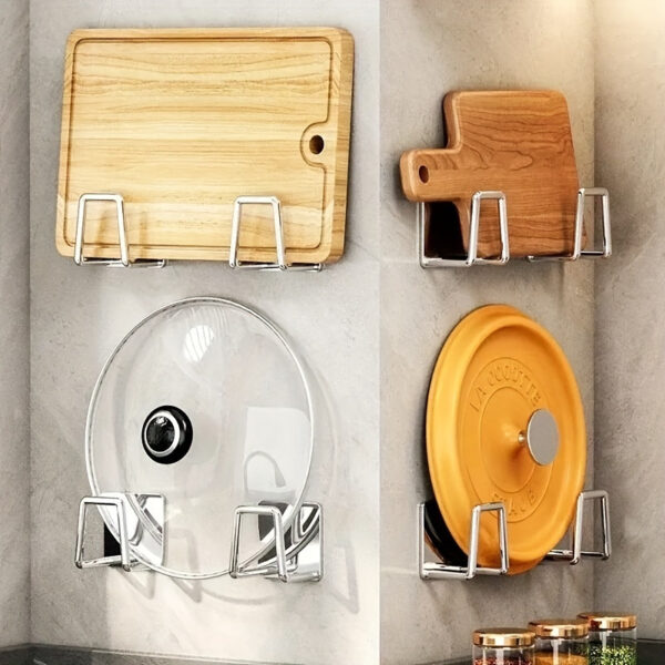 4pcs Stainless Steel Kitchen & Bathroom Organizer Set - Sink Drain Rack, Sponge Holder with Hooks for Cleaning Supplies - Image 2