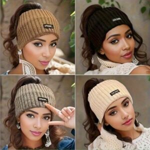 Soft Embrace, Elegant Knit Headband for Women - Cozy Ear Warmer, Solid Color, Cotton, Fashionable Winter Accessory