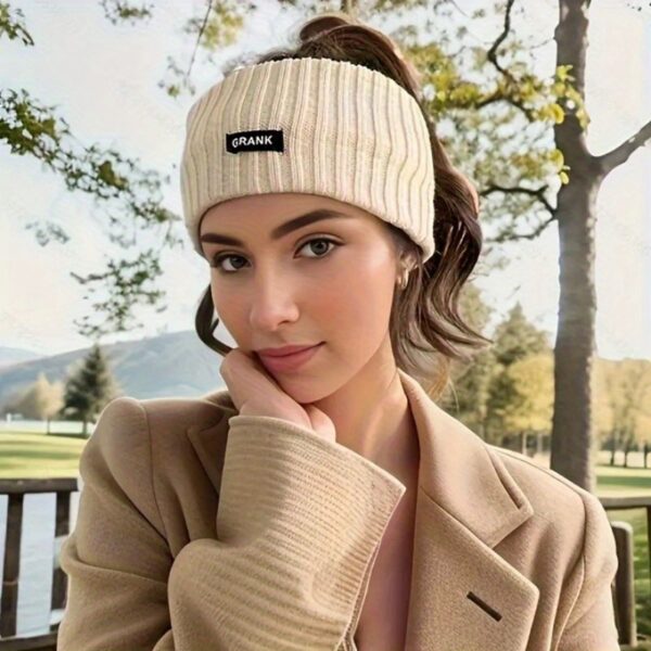 Soft Embrace, Elegant Knit Headband for Women - Cozy Ear Warmer, Solid Color, Cotton, Fashionable Winter Accessory - Image 2