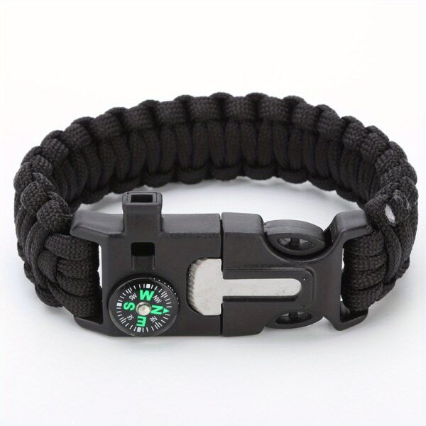 5-in-1 Bracelet With Compass, Whistle, Fire Starter, Cutting Tool, And Emergency Rope, For Hiking And Camping - Image 3