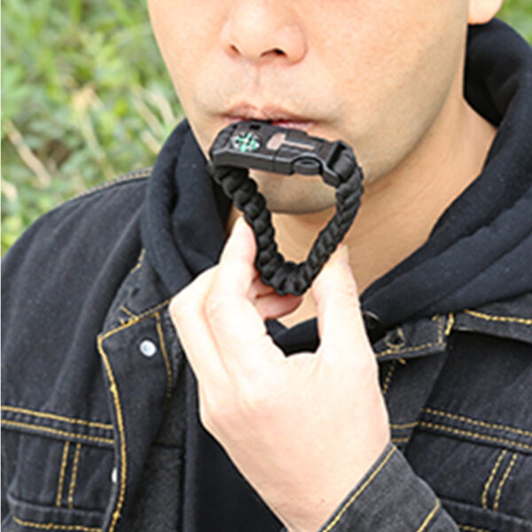 5-in-1 Bracelet With Compass, Whistle, Fire Starter, Cutting Tool, And Emergency Rope, For Hiking And Camping - Image 6