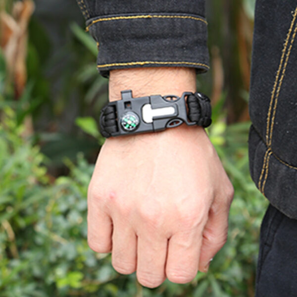 5-in-1 Bracelet With Compass, Whistle, Fire Starter, Cutting Tool, And Emergency Rope, For Hiking And Camping - Image 4