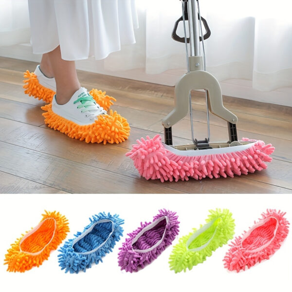 2-Pack Reusable Lazy Mop Slippers - Detachable, Washable Chenille Dust Mop Shoes Cover for Efficient Floor Cleaning - No Electricity Household Cleaning Tool for Living Room, Bedroom - Image 3