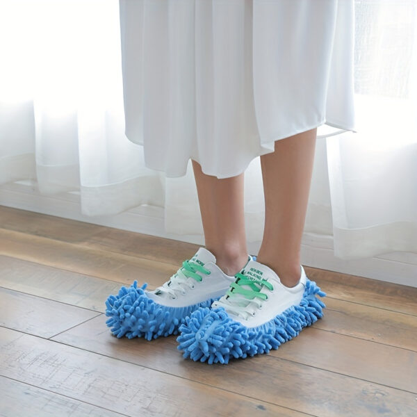 2-Pack Reusable Lazy Mop Slippers - Detachable, Washable Chenille Dust Mop Shoes Cover for Efficient Floor Cleaning - No Electricity Household Cleaning Tool for Living Room, Bedroom - Image 4