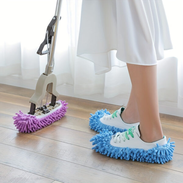 2-Pack Reusable Lazy Mop Slippers - Detachable, Washable Chenille Dust Mop Shoes Cover for Efficient Floor Cleaning - No Electricity Household Cleaning Tool for Living Room, Bedroom - Image 2