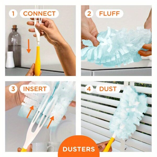 10pcs Electrostatic Disposable Duster Refills - Effortless Dusting for Electronics, Furniture & Ceiling Fans (Handle Not Included) - Essential Cleaning Supplies - Image 2