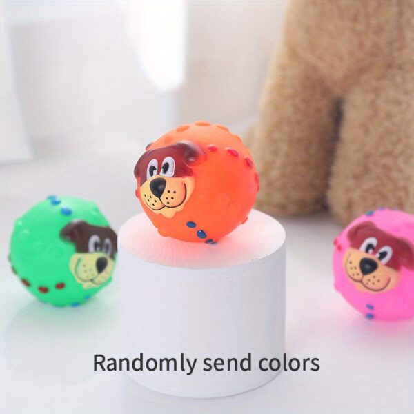 Dog Ball, Cute Pet Puppy Dog Face Ball Molar Throwing Training Soft Squeak Sound Play Toy - Image 5