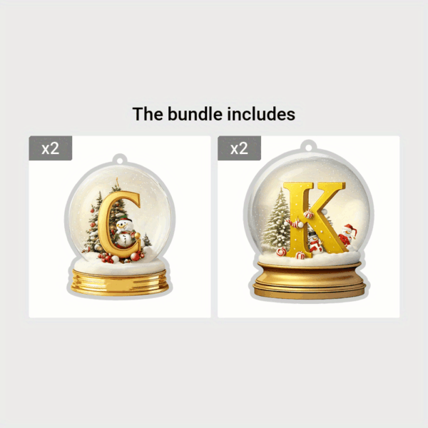 Acrylic Crystal Globe Christmas Ornament with Snowman Figurine - Hanging Alphabet Letters A-Z, Art Deco Style, Thanksgiving & Christmas Tree Decor, No Battery Required - Image 35