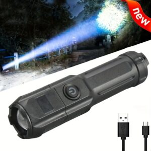 1pc Portable Zoom Flashlight - Powerful Outdoor Lighting for Household and Camping Use