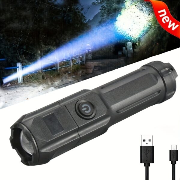 1pc Portable Zoom Flashlight - Powerful Outdoor Lighting for Household and Camping Use