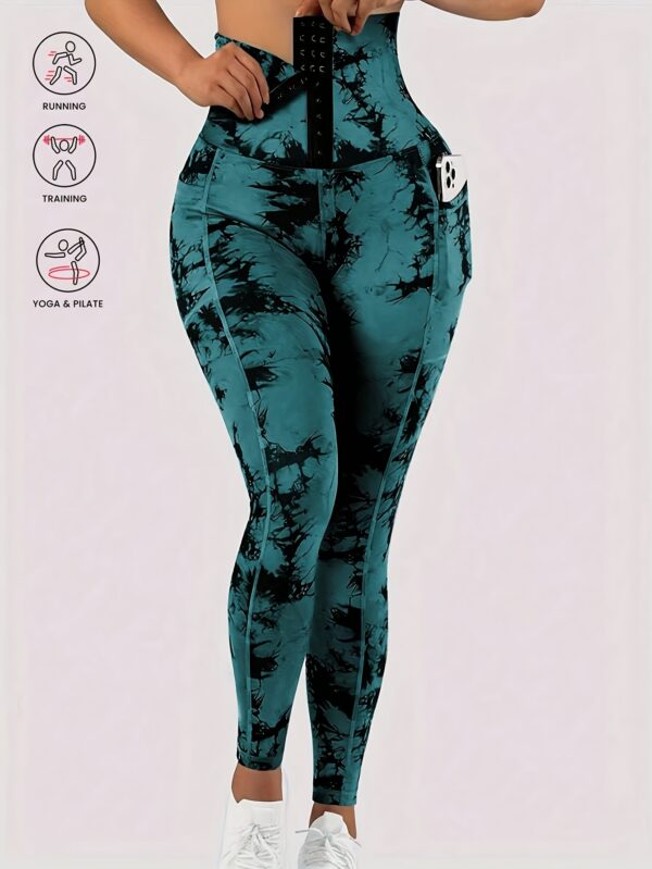 High Waist Tie Dye Tummy Control Leggings, Women's Activewear Wide Waistband Fitness Gym Sports Yoga Workout Running Butt Lifting Tight Pants - Image 7