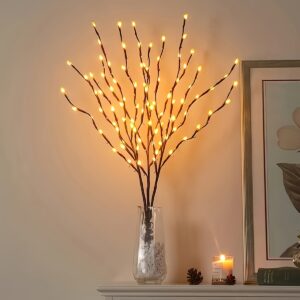 1pc 20 LED Branch Lights - Indoor Decoration Lighting - Fairy Lights With Branch Design (No Batteries, Please Bring Your Own 2 AA Batteries) For Party Eid Al-Adha Mubarak Dormitory Decor, Halloween Decor, Christmas Decor, Holiday Gifts