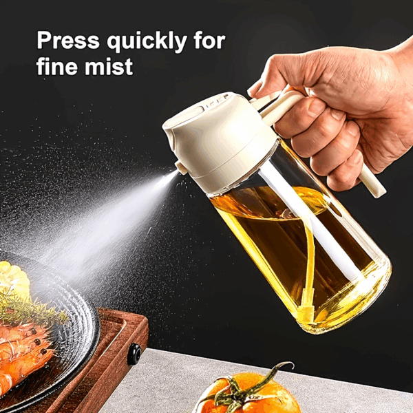 1pc Portable Oil Sprayer And Dispenser 2-In-1, Olive Oil Mister And Pourer, 470ML Plastic Kitchen Oil Spray Bottle for Cooking, BBQ, Air Fryer, Baking, Salad - Image 19