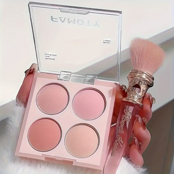 4 Colors Blush Palette Low Saturated Powder Compact Soft Color Gradient Matte Vibrant Color Light Pink Purple Blush For Girls - Image 5