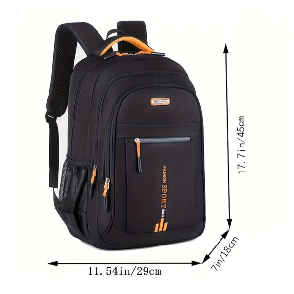 Large Capacity Travel Backpack for Men - Durable Nylon, Adjustable Straps, Multi-Compartment Business and School Bag, Black, Backpack for Travel - Image 4