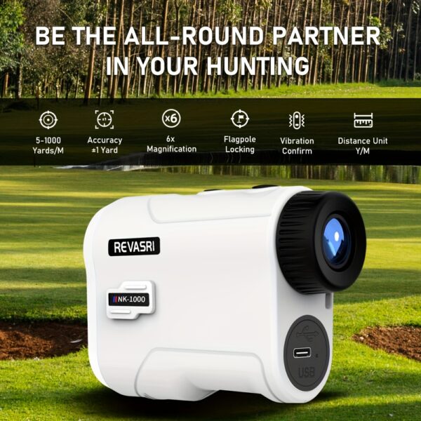 REVASRI Golf Rangefinder with Slope & Pin Lock Vibration - 914.4meter Laser Range Finder, External Slope Switch (Tournament Legal), Rechargeable Battery, Flag Lock, Straight-Line Distance Measurement for Golfers & Beginners - Image 2