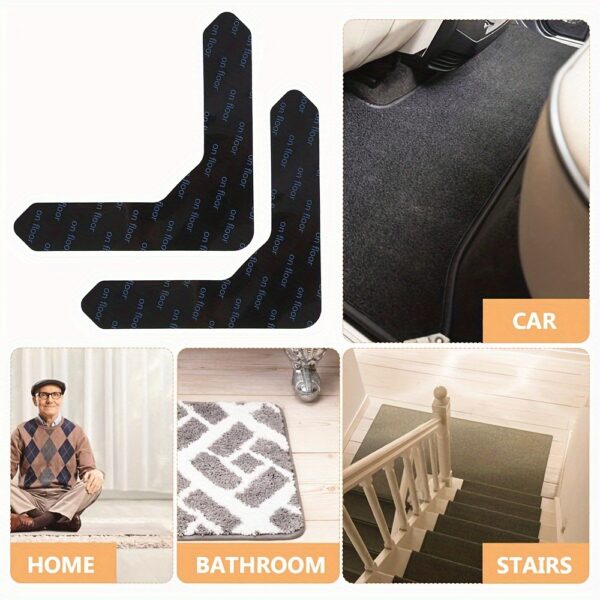 4/12/20pcs Rug Gripper Tape Double Sided Adhesive Non-Slip Rug Pad Tape Stickers Washable Area Rug Pad Carpet Tape Reusable Corner Side Grippers For Hardwood Floors and Tile - Image 11