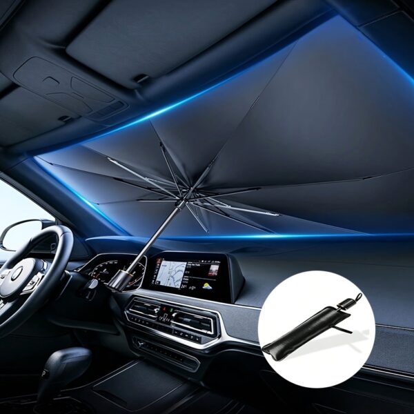 1pc Portable, Foldable Car Windshield Sunshade, Protect Your Car From The Sun, 140*80cm For SUV/Off-Road General, Black