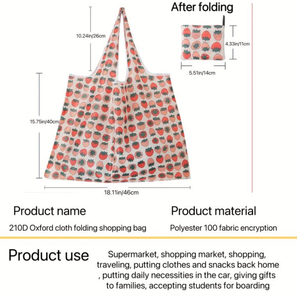 Large Cartoon Foldable Portable Shopping Bag, Large Capacity Tote Bag - Image 3