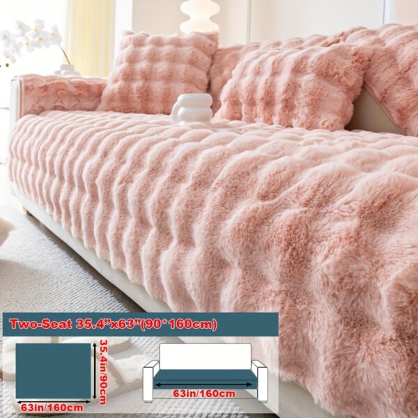 1pc Imitation Rabbit Plush Sofa Cover Winter Warm Thick Plush Soft Sofa Slipcover Pet Favorite Non-slip Protective Couch Cover Furniture Protector For Bedroom Office Living Room Home Decor - Image 37