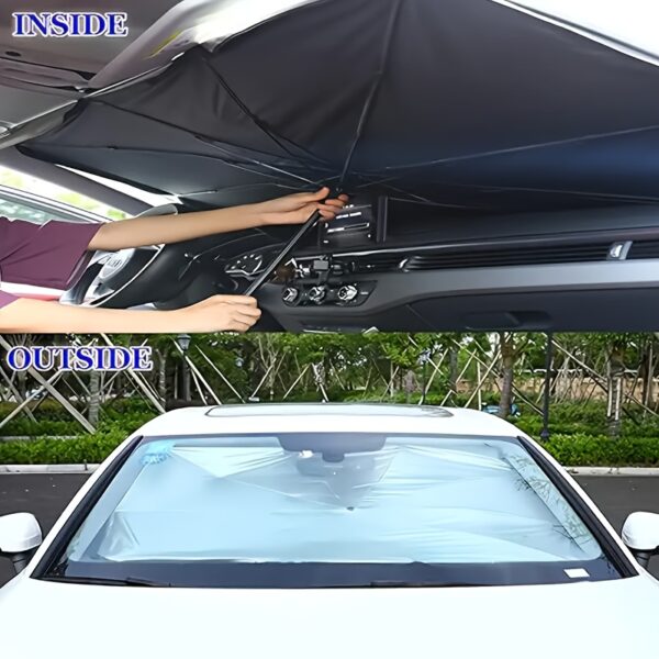 1pc Portable, Foldable Car Windshield Sunshade, Protect Your Car From The Sun, 140*80cm For SUV/Off-Road General, Black - Image 6