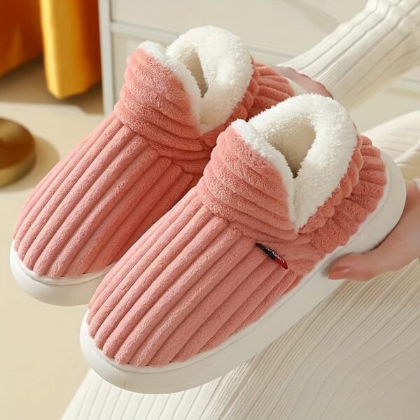 Cozy Winter Plush-Lined Slipper Boots for Women - Thick Sole, Indoor/Outdoor Warmth, Soft Fabric, Available in Gray, Pink, Green, Blue, Brown with EVA Sole, Hand Washable - Image 2