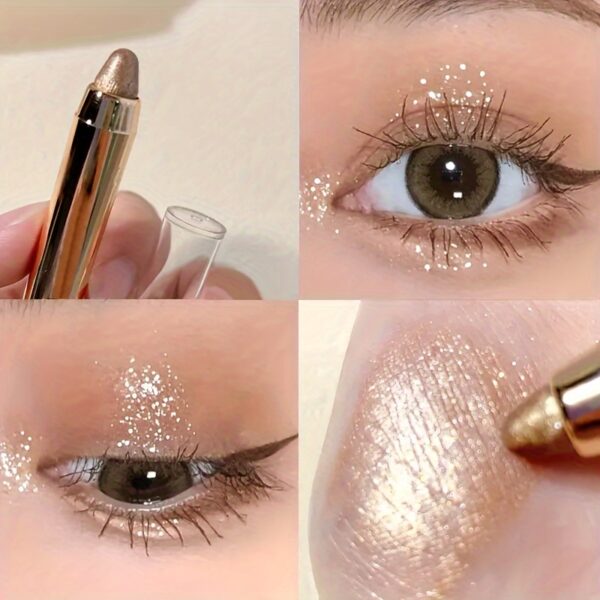 Glitter Highlighter Eyeshadow Pencil Shimmer Contouring Brightening Double-headed Eyeshadow Stick Lazy Eyeshadow Makeup Contains Plant Squalane Formula - Image 10