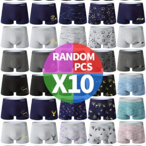 10-pack Breathable Men's Flat Corner Underwear, Fashionable Short Pants with Comfortable Four Corners, Youth Waist
