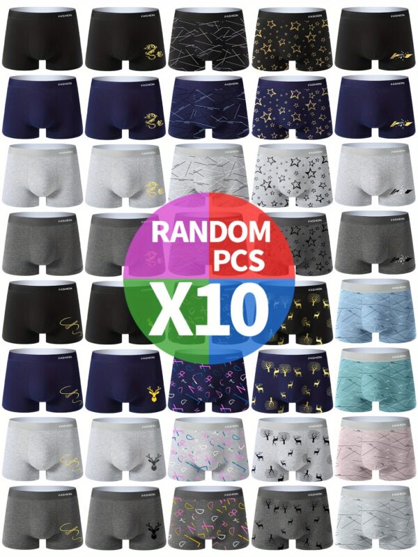 10-pack Breathable Men's Flat Corner Underwear, Fashionable Short Pants with Comfortable Four Corners, Youth Waist