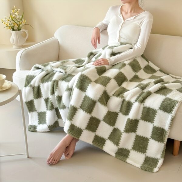 [1pc Cozy Fleece Blanket] 1pc Soft & Cozy Plaid Flannel Fleece Blanket | Multi-Purpose Throw for Adults, Pets, Office, Outdoor Camping, Holiday Gifts | 300-350gsm Knitted Polyester, Multiple Sizes Available, Pet-Friendly, Checkered Pattern - Image 16