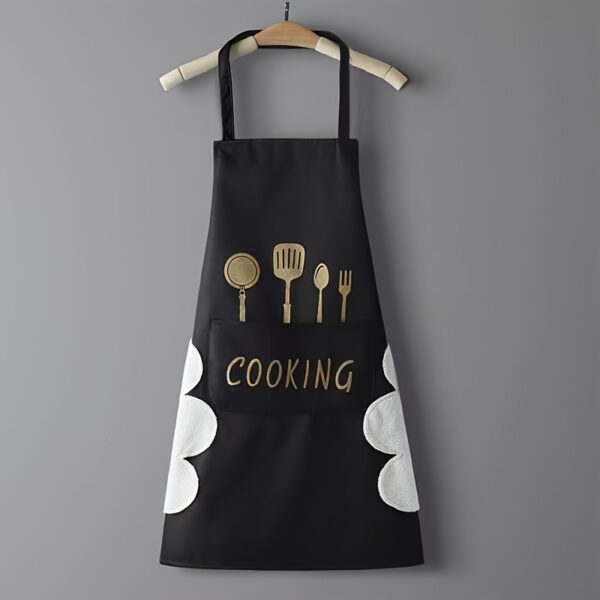 1pc Waterproof & Oil-Proof Cooking Apron with Pockets - Adjustable, Polyester Fabric, Black or Green, Perfect for Kitchen, Coffee Bar, or Restaurant Use - Image 5