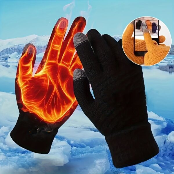 1/2/3 Pairs Knit Thermal Winter Gloves, Solid Color Touch Screen Thickened Sports Gloves For Cycling Hiking - Image 11