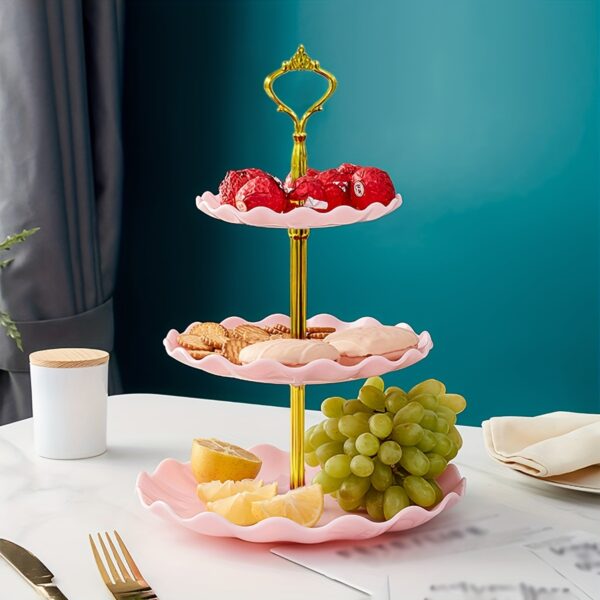 1pc, Elegant 3 Tier Cupcake Stand for Tea Parties, Weddings, and More - Ruffled or Laciness Design - Perfect for Decorating and Serving Desserts - Table and Kitchen Accessories - Image 12