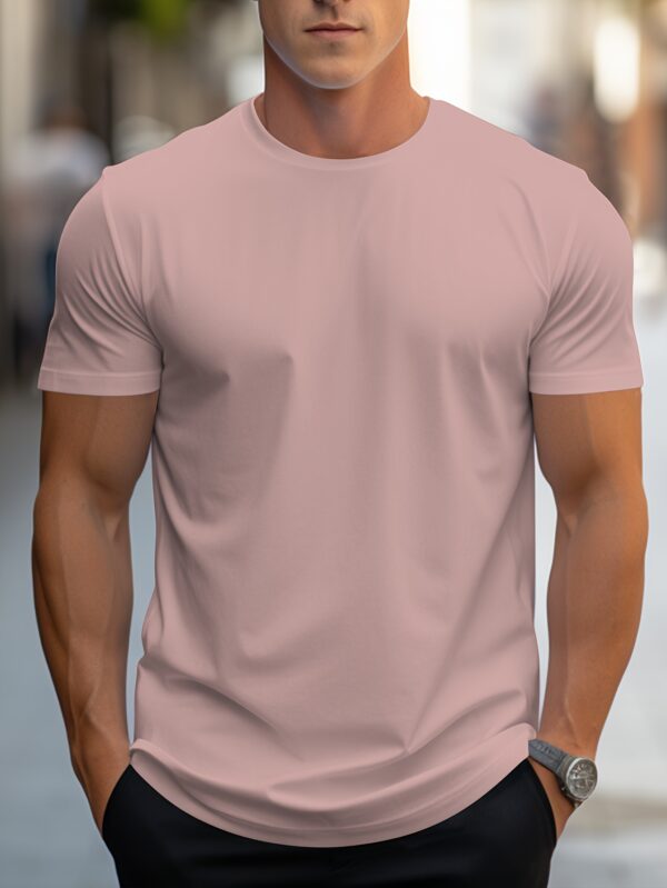 Solid Color Men's Round Neck Short Sleeve Tee Fashion Regular Fit T-Shirt Top For Spring Summer Holiday - Image 5
