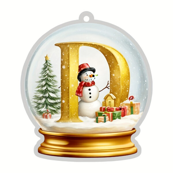 Acrylic Crystal Globe Christmas Ornament with Snowman Figurine - Hanging Alphabet Letters A-Z, Art Deco Style, Thanksgiving & Christmas Tree Decor, No Battery Required - Image 31