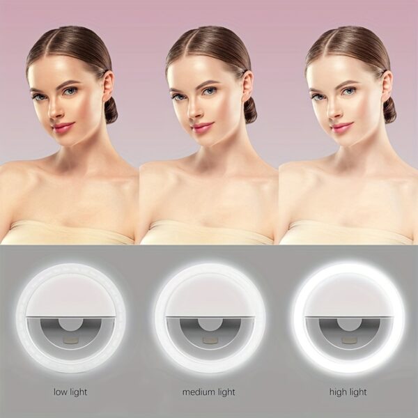 Good quality LED Selfie Ring Light Battery Rechargeable Ring Lamp for Smart Phone Computer Makeup warm white light - Image 5
