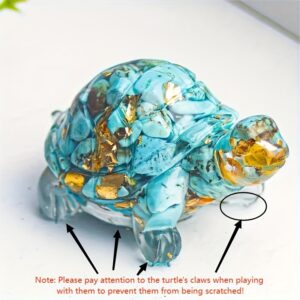 1pc Charming Resin-Encased Crystal Turtle, Desktop Decor For Office & Home, Crystal Gift