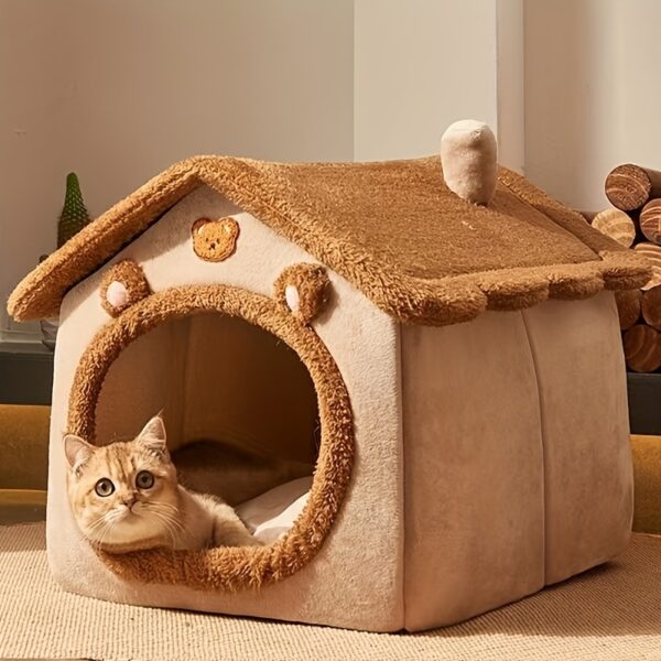 1pc Pet Bed House For Cats, Removable And Washable Cat House, Winter Warm Cat Bed Soft And Comfortable Puppy Cave Nest Christmas Gift - Image 6