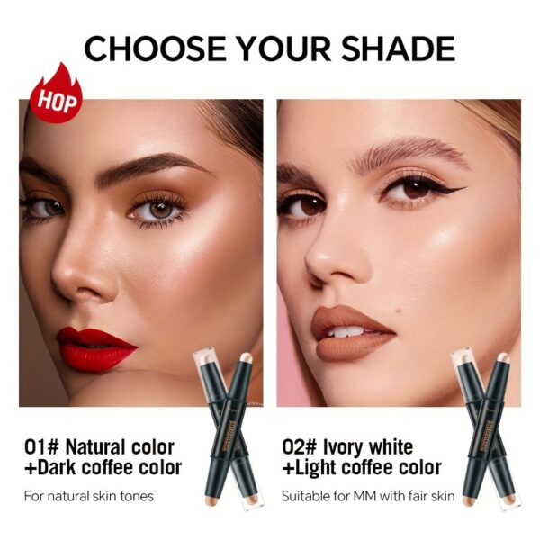 Contouring Stick Dual-Headed Concealer Highlighter Three-Dimensional Nose Shadow V-Face High Nose - Image 6