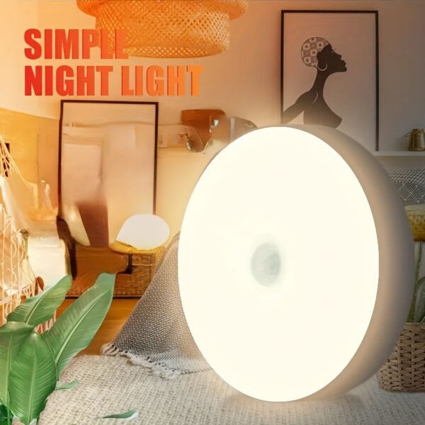 Human Sensing LED Night Light Corridor Wardrobe Bedroom Bedside Sensor Circular Light - Image 4
