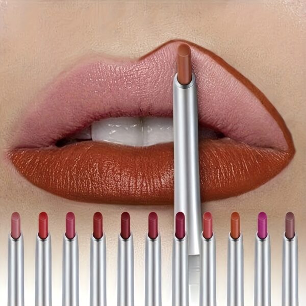 Waterproof Matte Lipliner Pencil Red Contour Tint Lipstick Long Lasting Non-stick Cup Moisturising Lips Makeup Cosmetic 12 Colors - Image 2