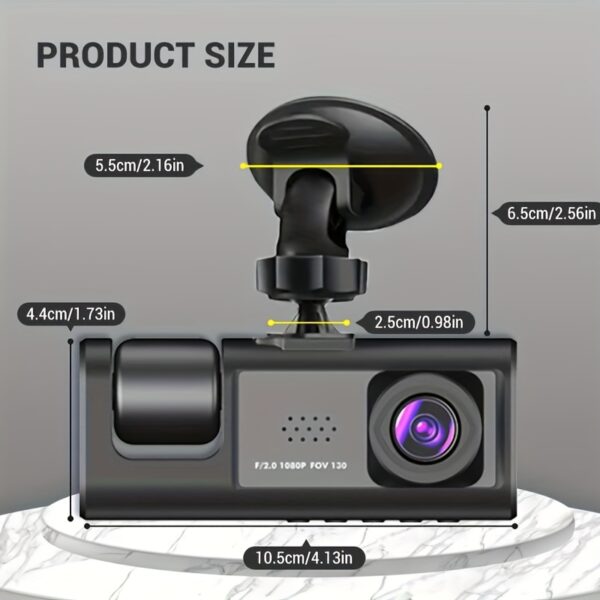 Vavupo 1080P 2&3 Channel Dash Cam for Cars - Front, Inside & Rear View with IR Night Vision, Loop Recording, Wide Angle Lens, and 5.08cm IPS Display - Image 10