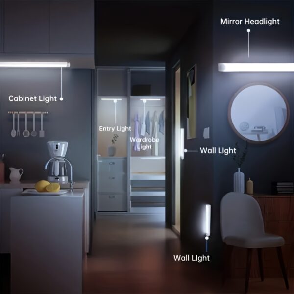 1pc Wireless LED Under Cabinet Light with Motion Sensor, Ultra-Thin Magnetic Strip, USB Rechargeable, PVC Lamp Body, Indoor LED Lighting for Kitchen, Stairs, Hallway, Wardrobes - Ideal for Christmas & Thanksgiving Gifts - Image 6