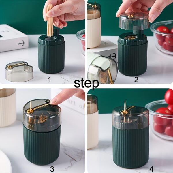 1pc, Toothpick Box, Light Luxury Creative Storage Toothpick Box, Creative Design Swab Jar, Automatic Release Press-type Plastic Toothpick Box, Dental Floss Box, Home Accessories - Image 10