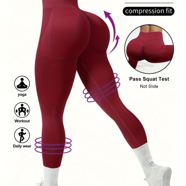 High Waist Solid Color Seamless Yoga Leggings, Women's Activewear, Wide Waistband Fitness Running Workout Sports Pants - Image 14