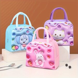 1pc Girl's New Large-capacity Lunch Bag, 3D Pattern Cartoon Lunch Box Bag For Taking Out, Ideal choice for Gifts