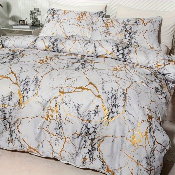 3pcs Classic Hot Stamping Texture Quilt Cover Set - Image 15