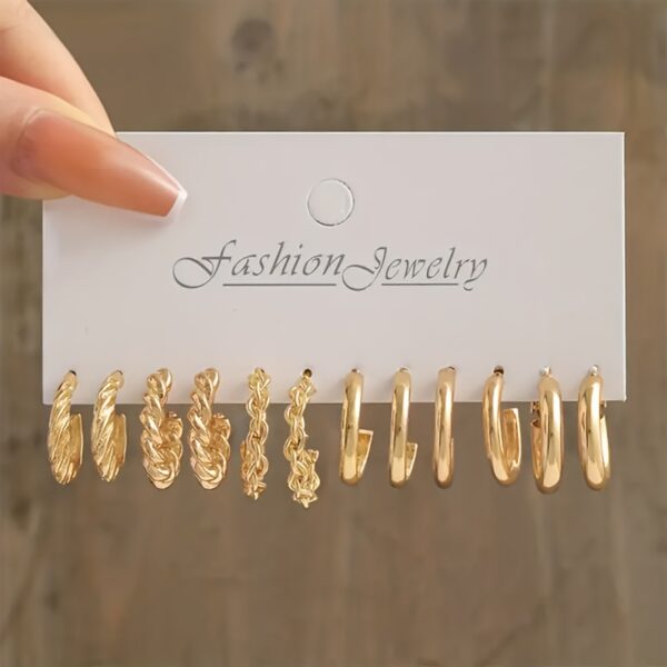 Pairs Set Of Tiny Delicate Hoop Earrings Zinc Alloy Jewelry Vintage Elegant Style Pretty Female Gift - Image 2