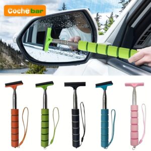 1pc Retractable Windshield Wiper, Car Rearview Mirror Wiper with Retractable Long Pole, Retractable Car Glass Scraper, Universal Car Accessories, Portable Car Mirror Raindrop Cleaner